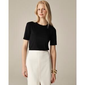 J. Crew Refined rib elbow-sleeve T-shirt In Black Size L NWT